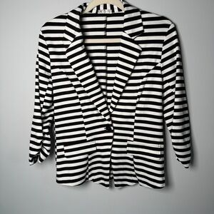 Black and White Striped Women's Blazer
